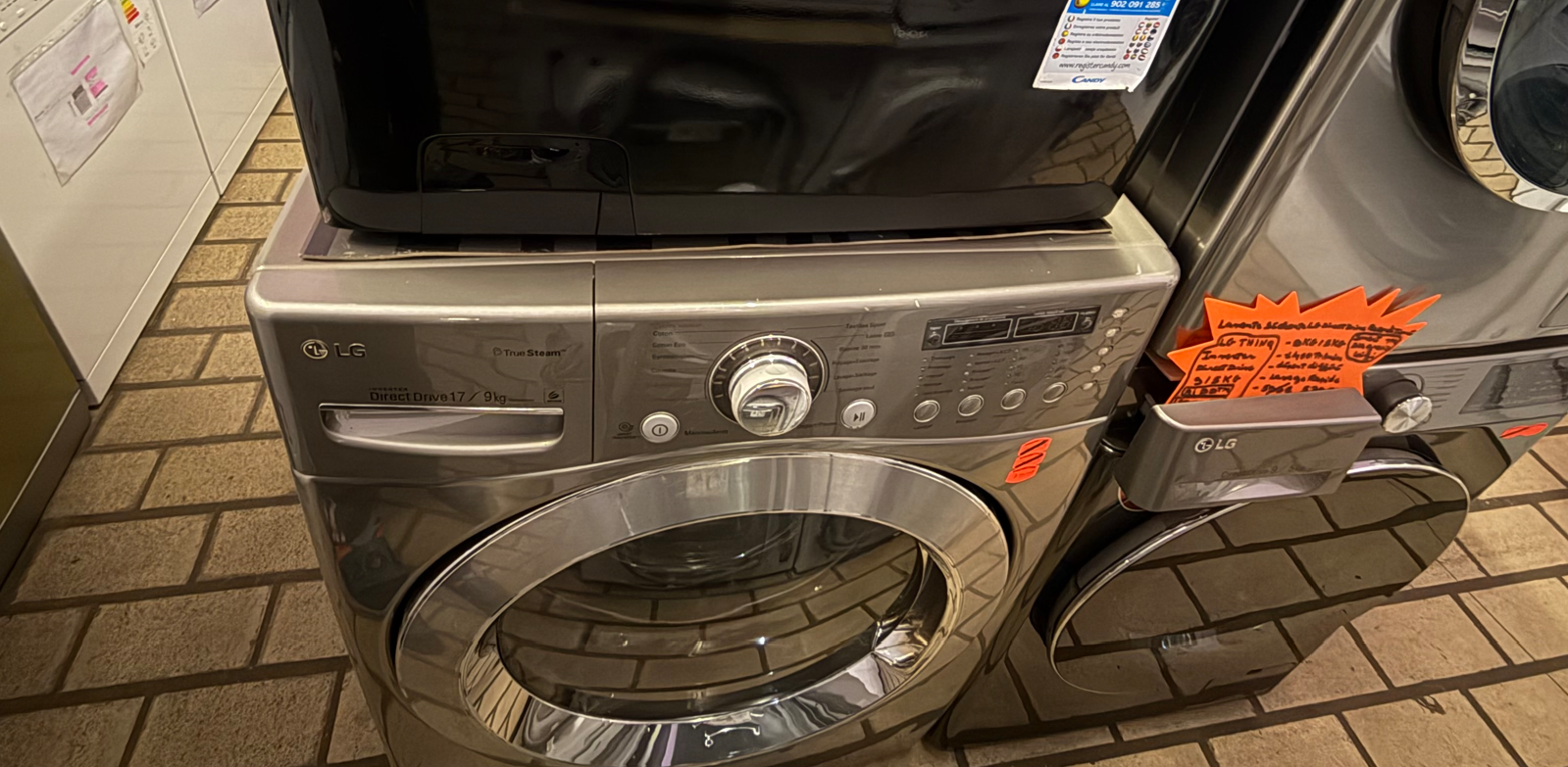 LG Lave linge séchant 2 en 1 / Lavage 17 kg. - Séchage 9 kg. Moteur : Inverter Direct Drive/Vapeur/Connecté – Image 2