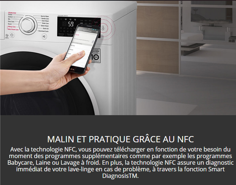 LG Lave linge séchant 2 en 1 / Lavage 17 kg. - Séchage 9 kg. Moteur : Inverter Direct Drive/Vapeur/Connecté – Image 5