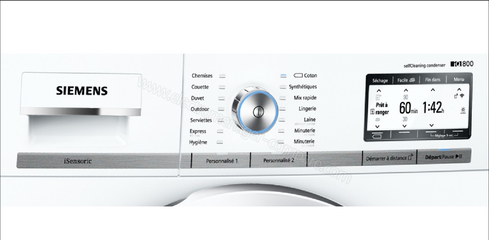 Sèche-linge intelligent SIEMENS IQ 800 Haut de gamme à pompe à chaleur 9 kg / A+++ / Home Connect / Vapeur – Image 4